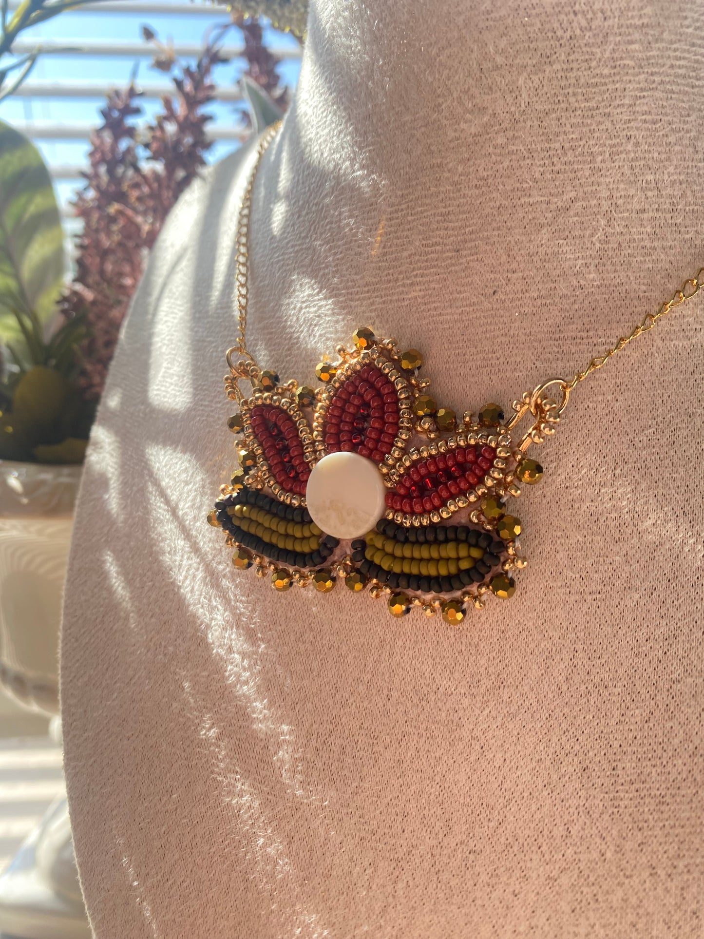 Beaded lotus necklace