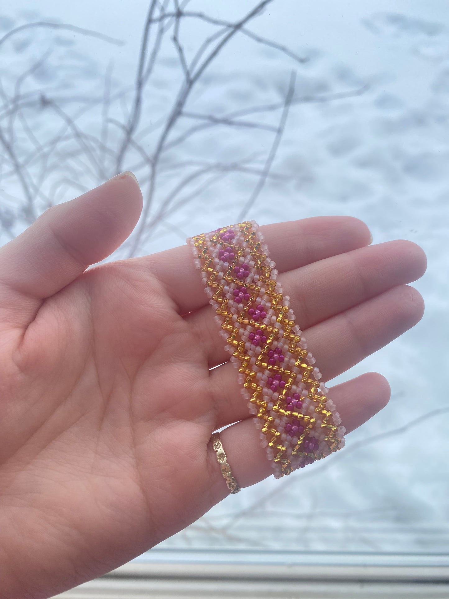 Stretchy bracelet-pink/gold