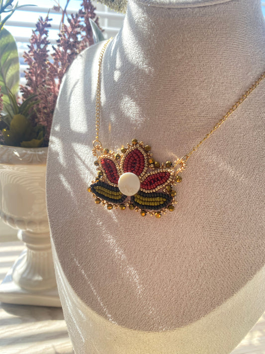 Beaded lotus necklace